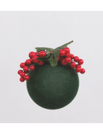 Green Velvet Ball with Berries 100mm
