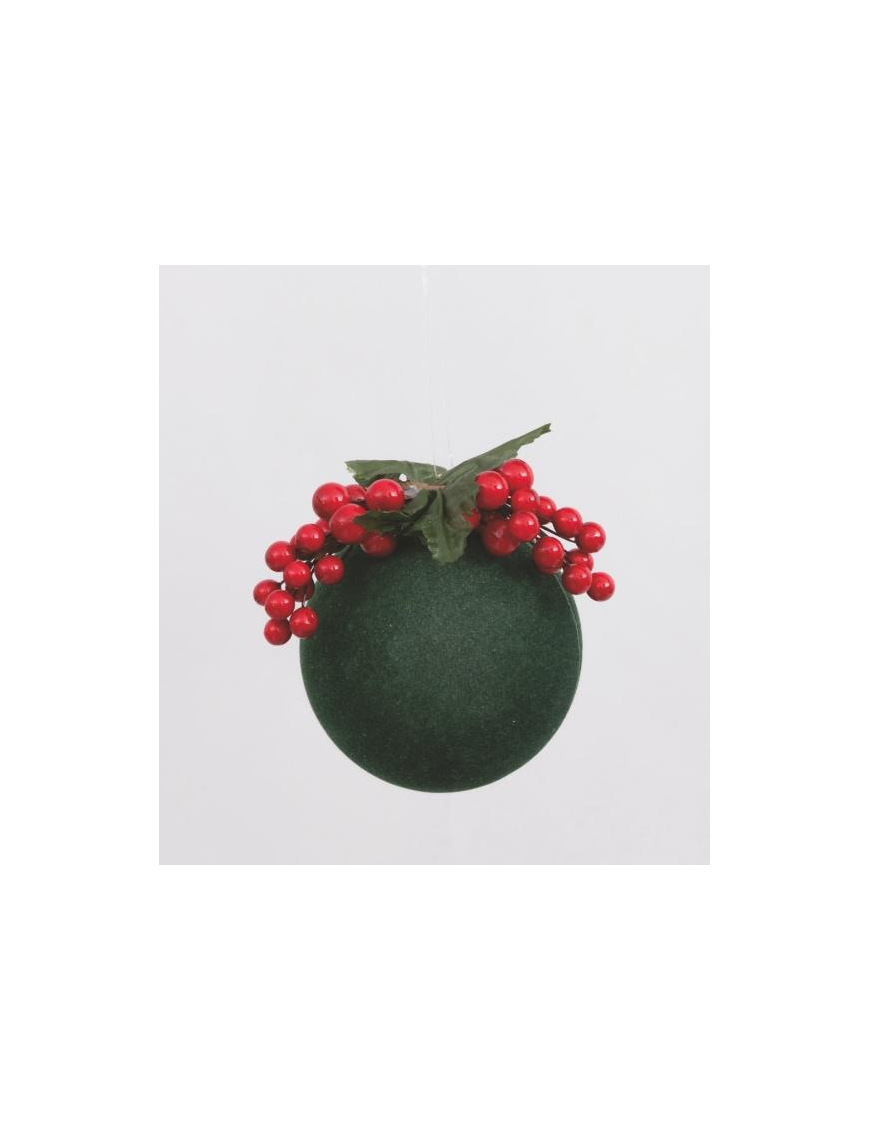Green Velvet Ball with Berries 100mm