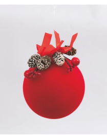 SFERA VELLUTO ROSSO  CON PIGNE 100mm