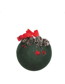 Green Velvet Ball with Pine Cones 100mm