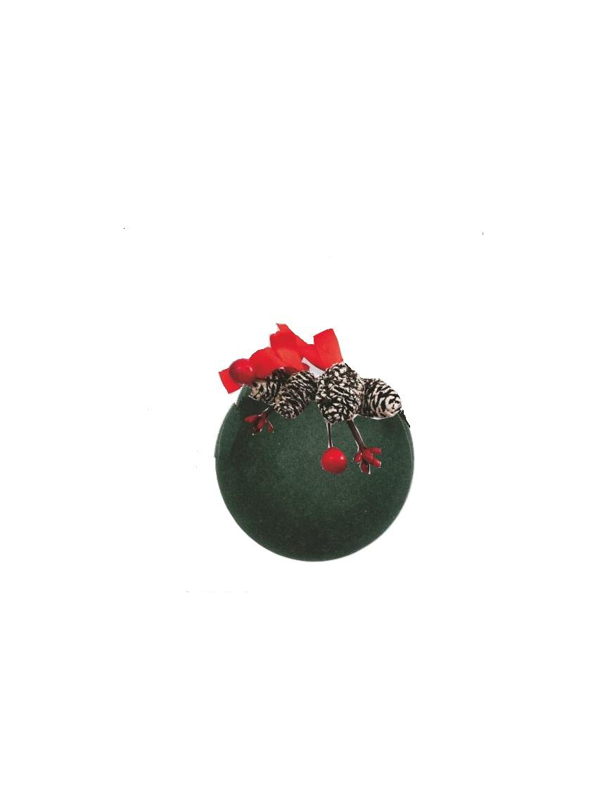 SFERA VELLUTO VERDE  CON PIGNE 100mm