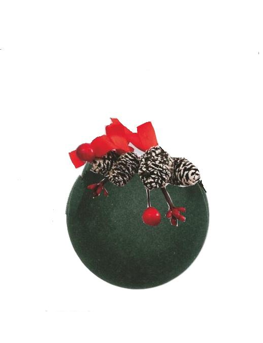 SFERA VELLUTO VERDE  CON PIGNE 100mm