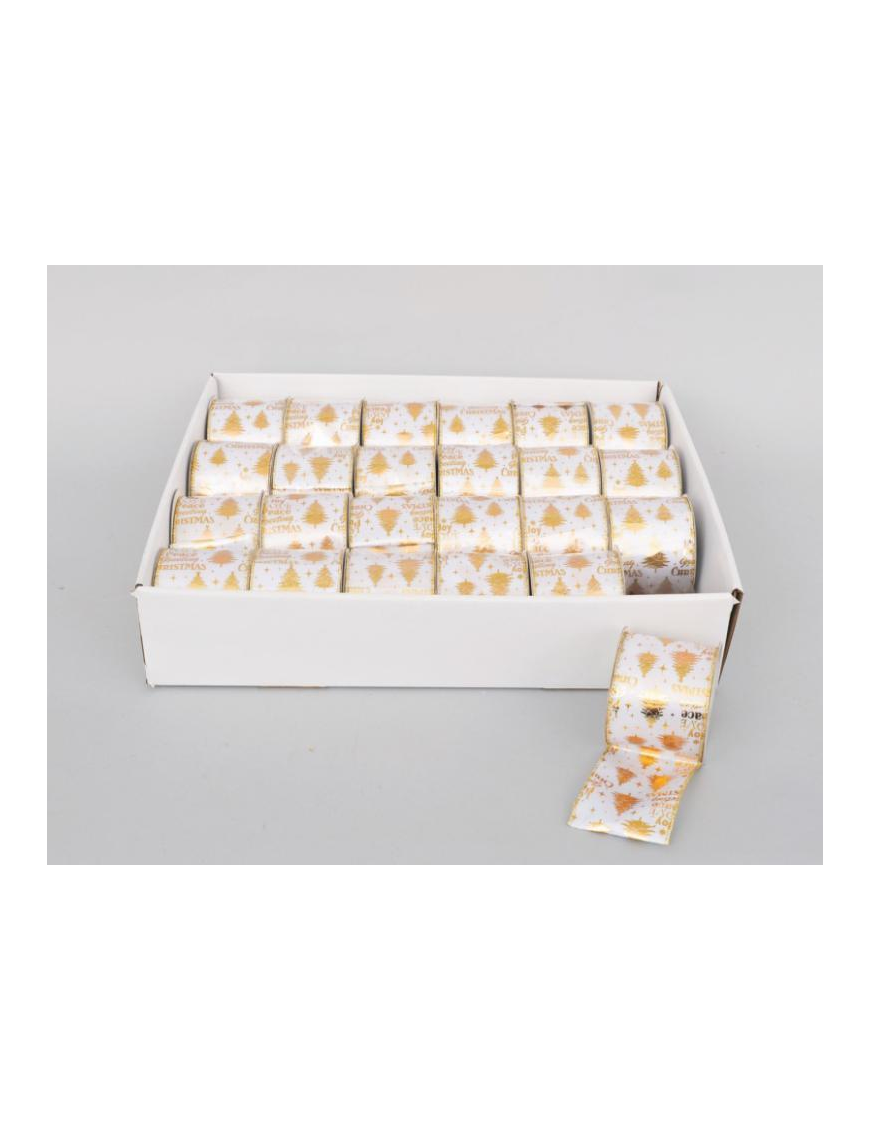 ROTOLO NASTRO cm6,3x2,7mt BIANCO/ORO ALB