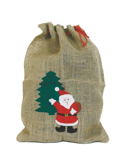 SACCO JUTA CON BABBO  NATALE 70x50cm