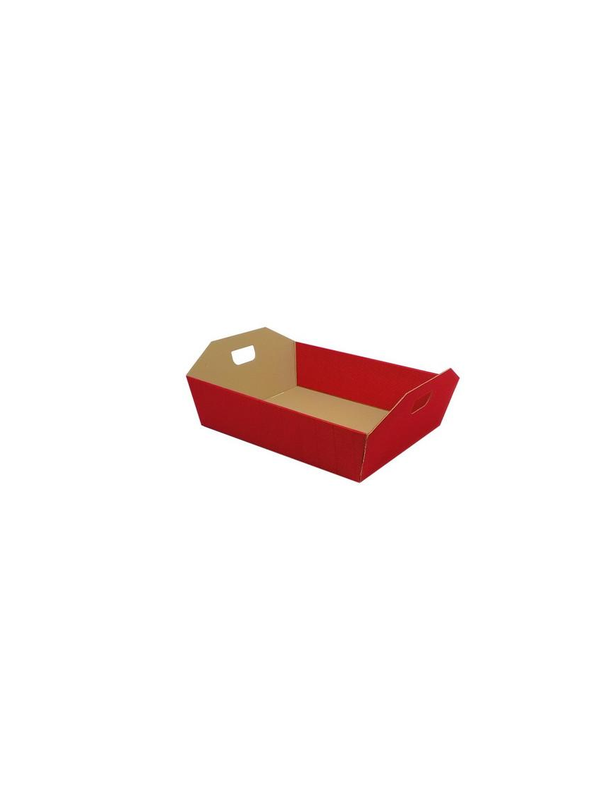 CESTA ONDA CON MANICI COLORE ROSSO  34x29x10cm