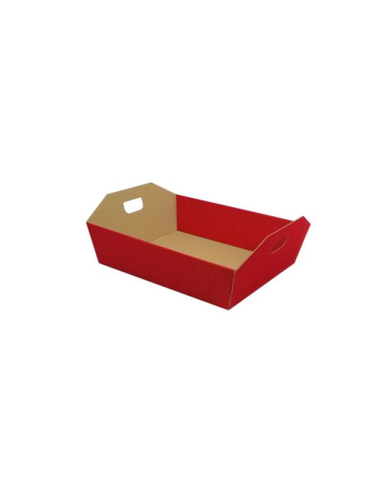 CESTA ONDA CON MANICI COLORE ROSSO  34x29x10cm