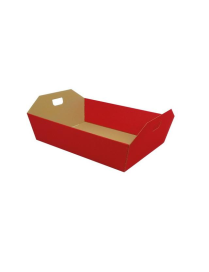 CESTA ONDA CON MANICI COLORE ROSSO 43x32x12cm