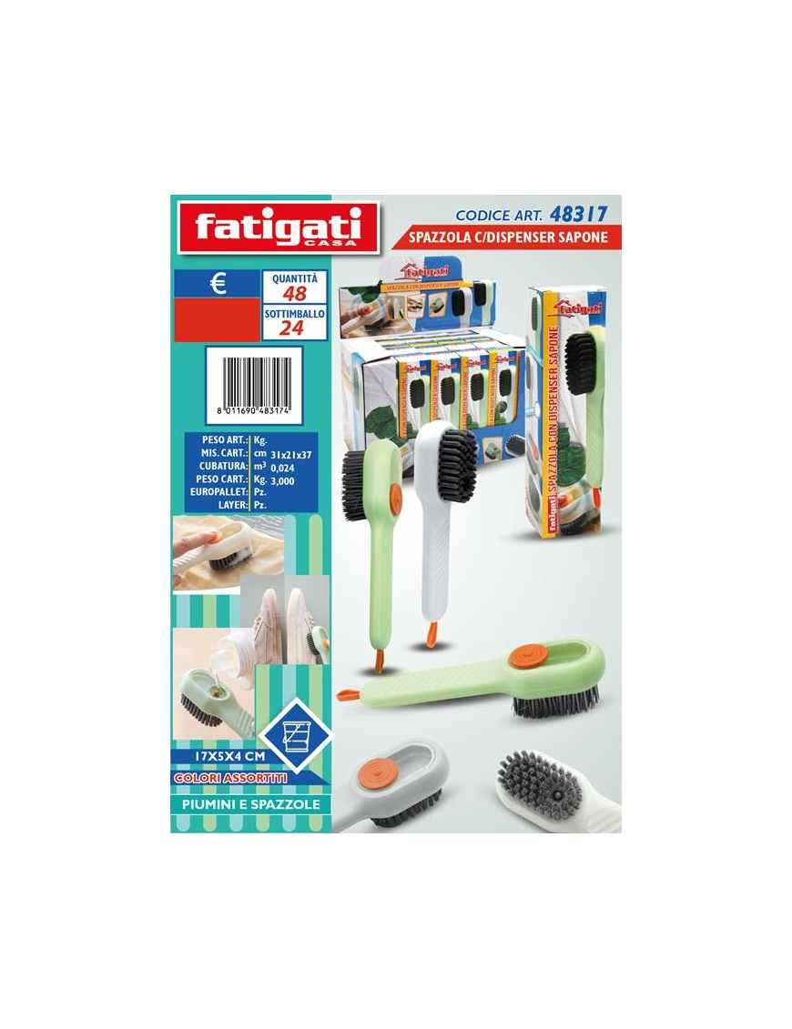 SPAZZOLA C/DISPENSER SAPONE 17cm 48317