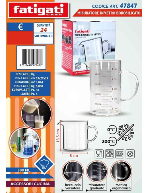 BROCCA GRADUATA VETRO BOROSILICATO 500ml