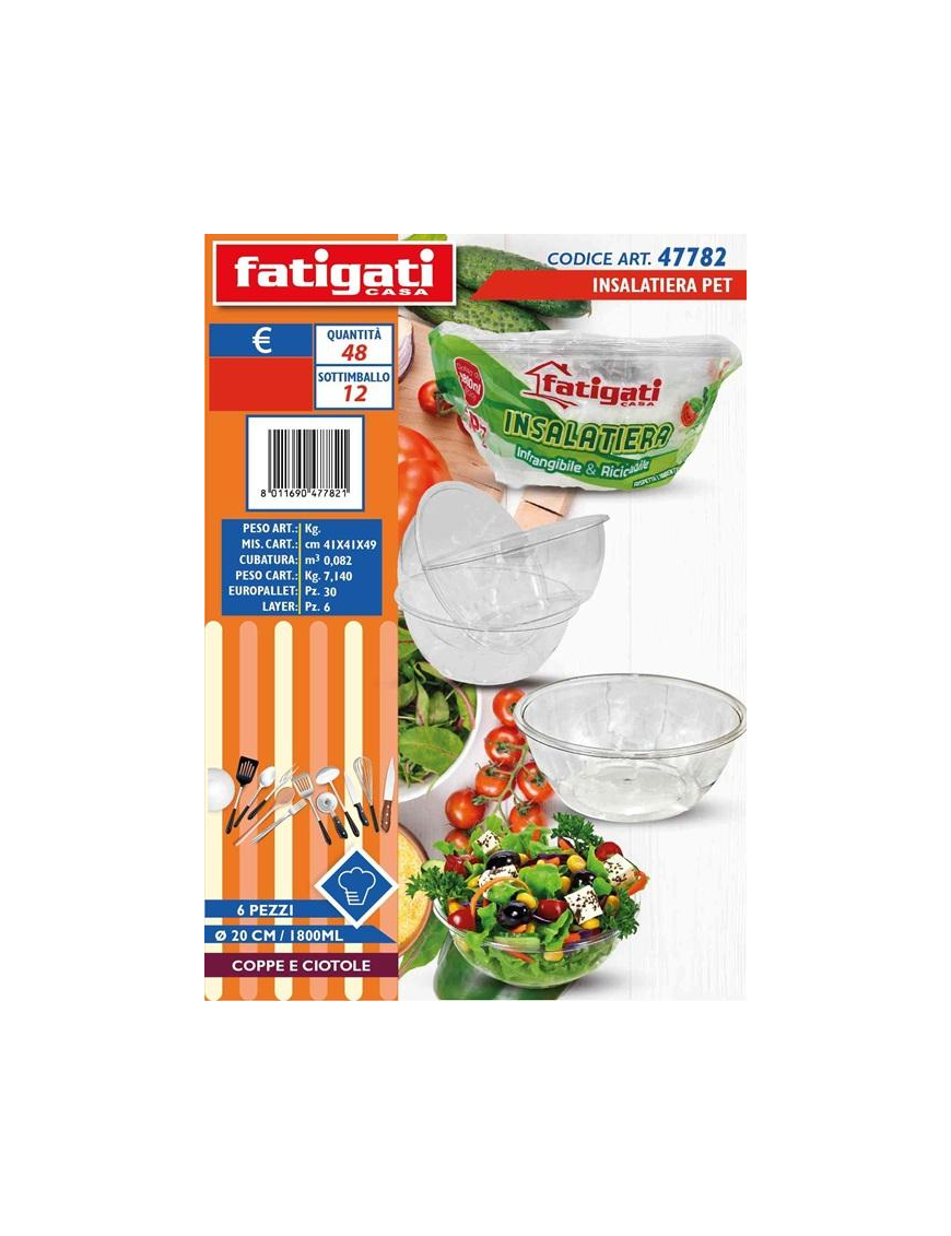 INSALATIERA 20cm 6pz 1800ml PE 47782