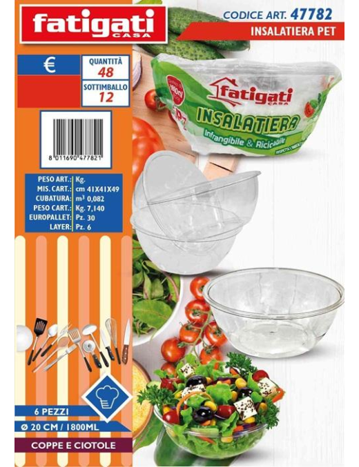 INSALATIERA 20cm 6pz 1800ml PE 47782
