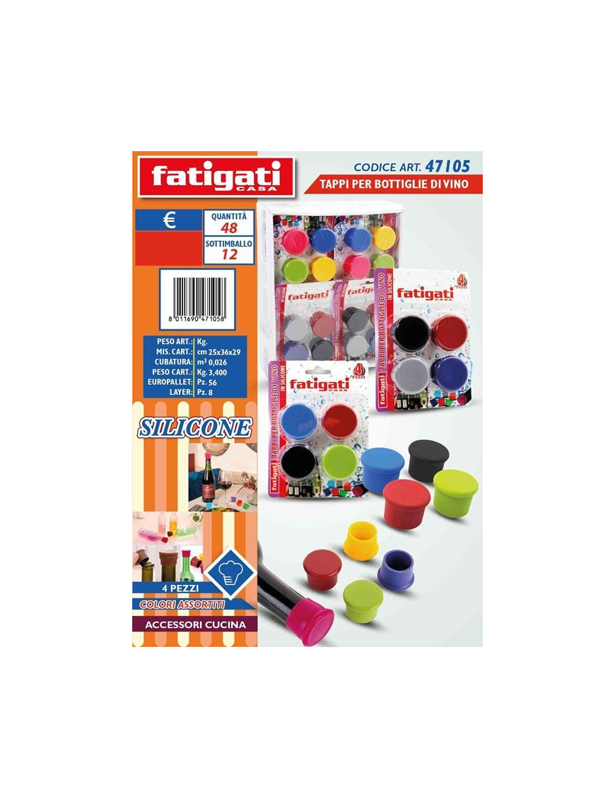 TAPPO SILICONE X BOTTIGLIE VINO 4pz 4710
