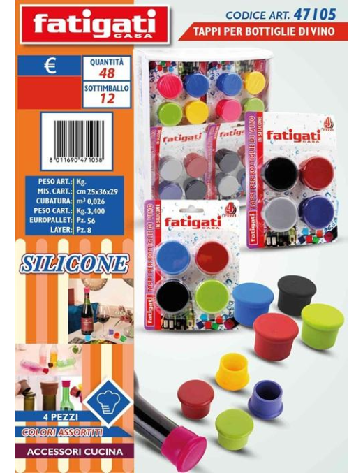 TAPPO SILICONE X BOTTIGLIE VINO 4pz 4710