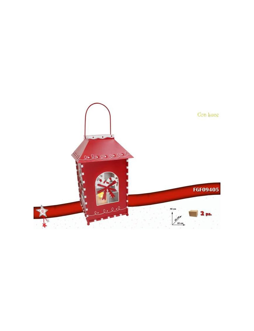 LANTERNA MET C/LUCE ROSSA 25x40 09405 $$