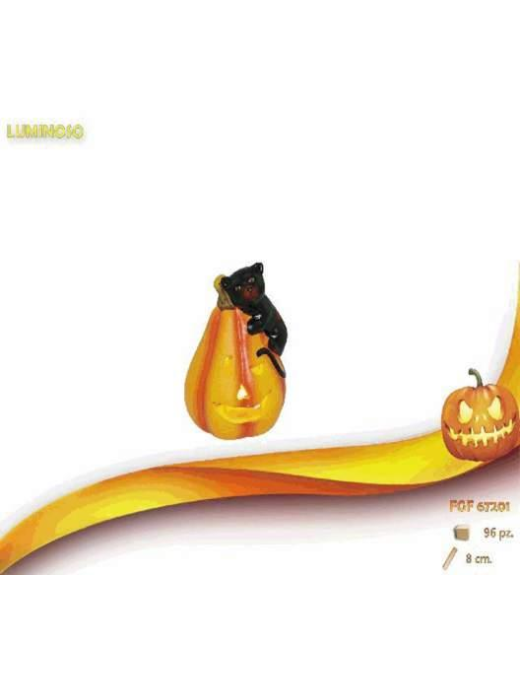 ZUCCA LUMINOSA CON GATTO 8cm