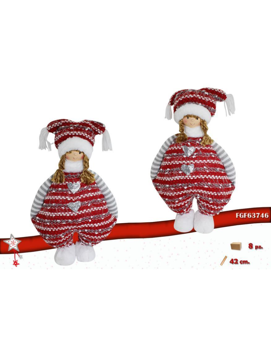 RED/GREY DOLL 42 CENTIMETERS
