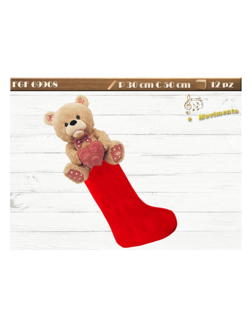 CALZA TESSUTO 50cm C/ORSO C/MOV/LUCE