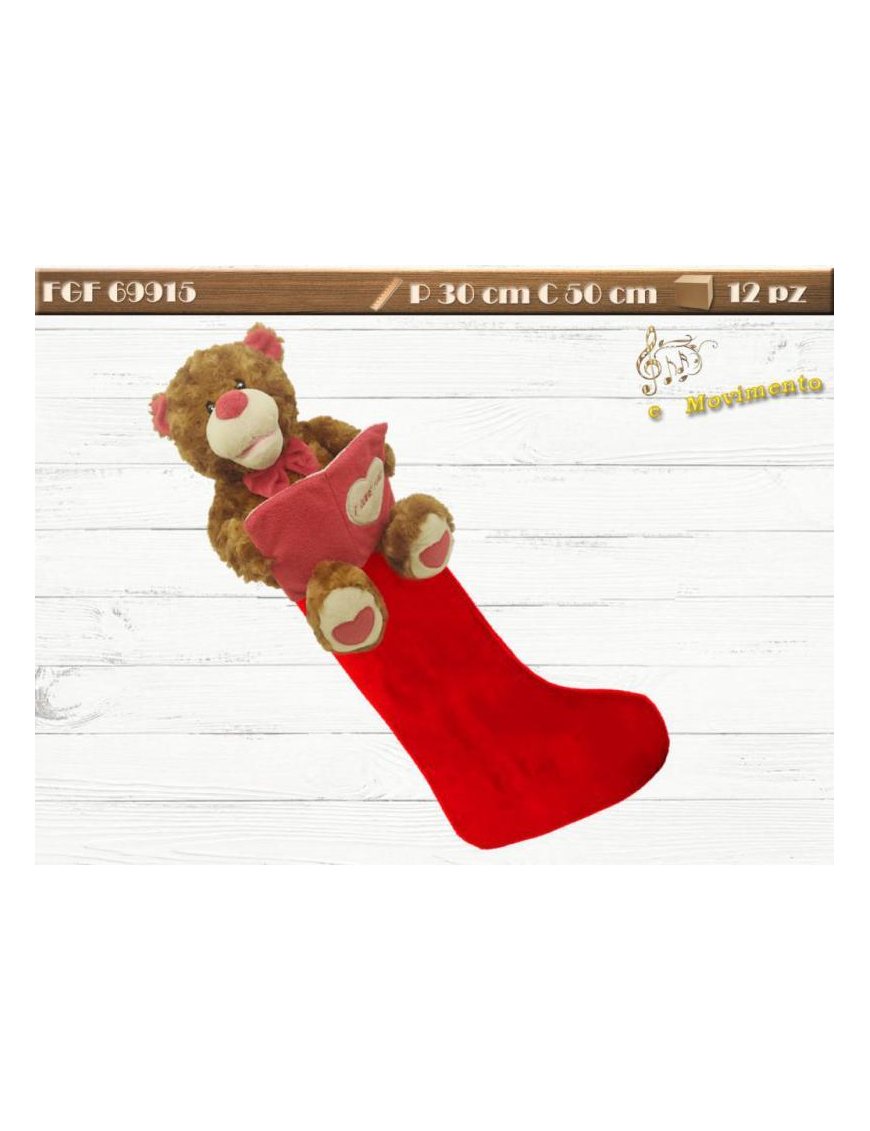 CALZA TESSUTO 50 CENTIMETRI CON ORSO CON MOVIMENTO/LUCE