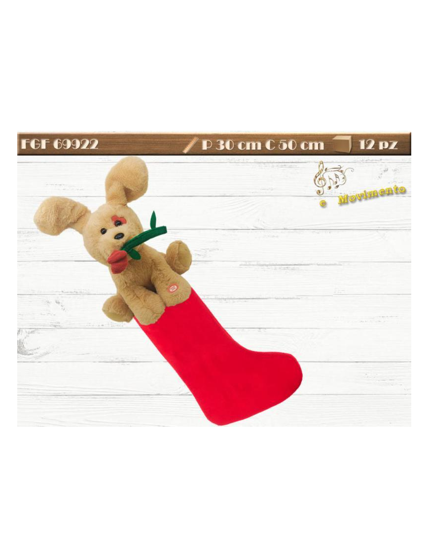 CALZA TESSUTO 50 CENTIMETRI CON CANE CON MOVIMENTO/LUCE