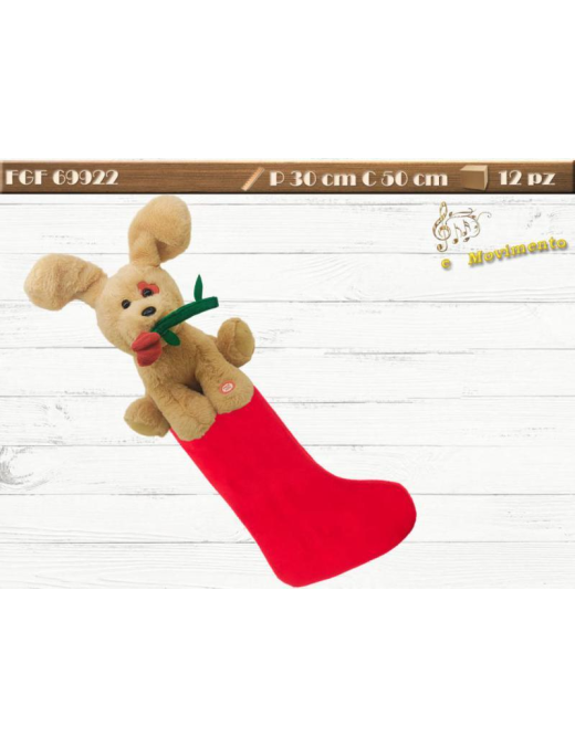 CALZA TESSUTO 50 CENTIMETRI CON CANE CON MOVIMENTO/LUCE