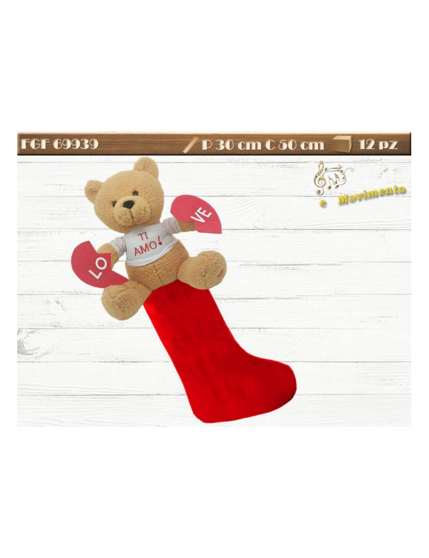CALZA TESSUTO 50 CENTIMETRI CON ORSO CON MOVIMENTO/LUCE
