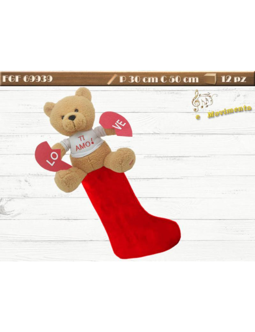 CALZA TESSUTO 50 CENTIMETRI CON ORSO CON MOVIMENTO/LUCE