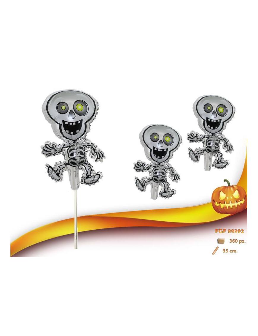 L.PARTY BALLOONS WITH SKULL STAND 35cm