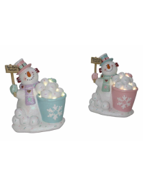 SNOWMAN POLIRESINA+LUCE 18x14x21 CENTIMETRI
