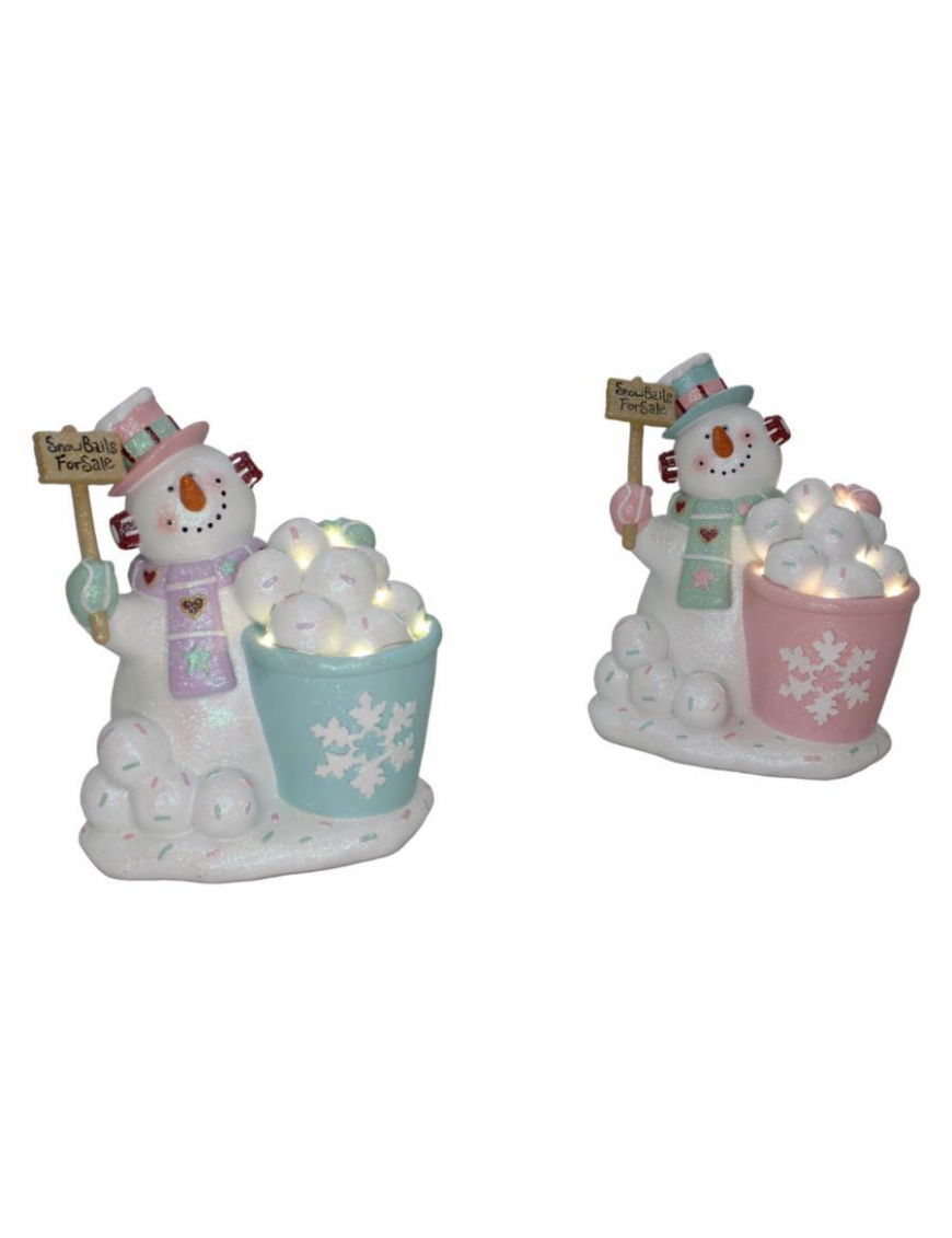 SNOWMAN POLIRESINA+LUCE 18x14x21 CENTIMETRI