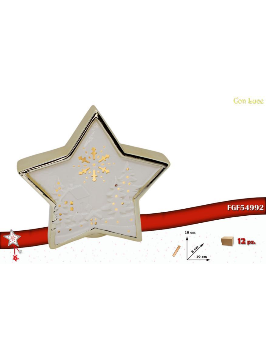 STELLA BIANCO/ORO CON LED 19x5x18 CENTIMETRI