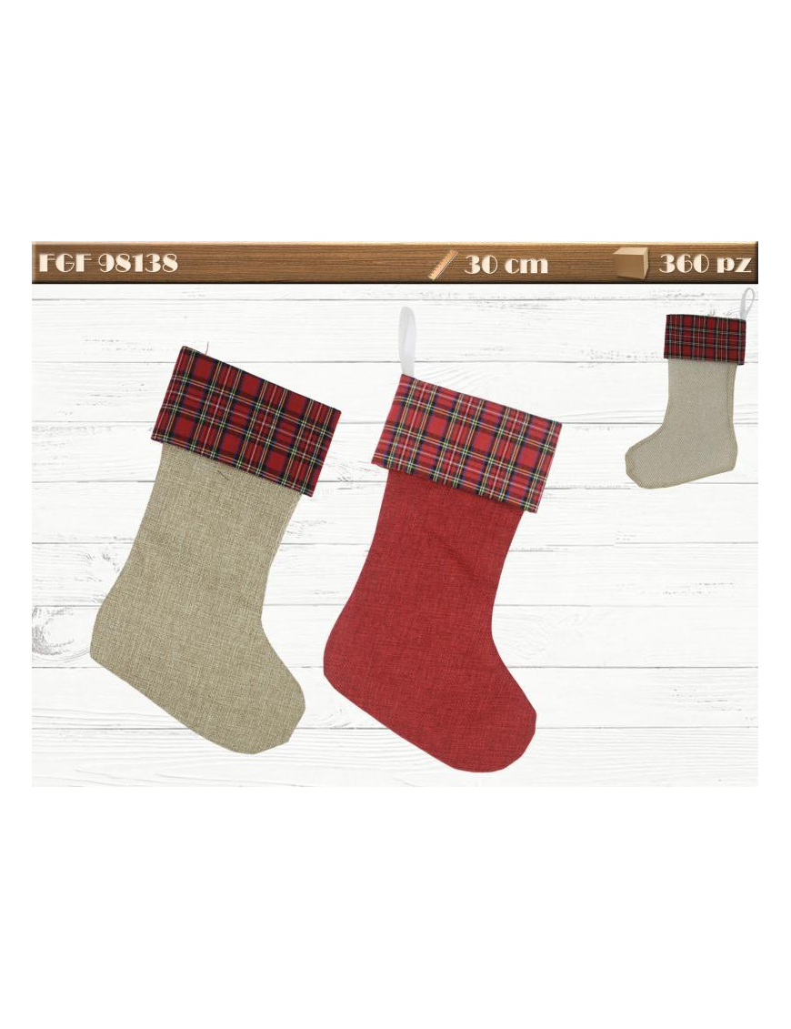 30cm FABRIC EPIPHANY EVE STOCKING WITH DECORATIONS