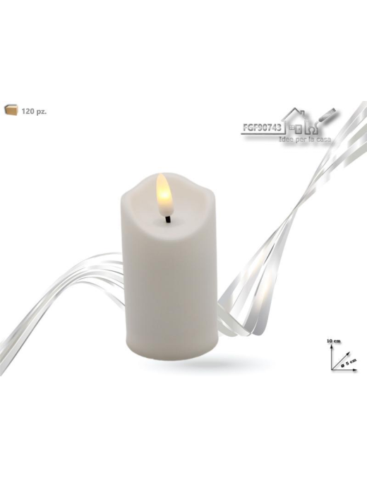 WHITE BRIGHT PLASTIC CANDLE 5x10cm