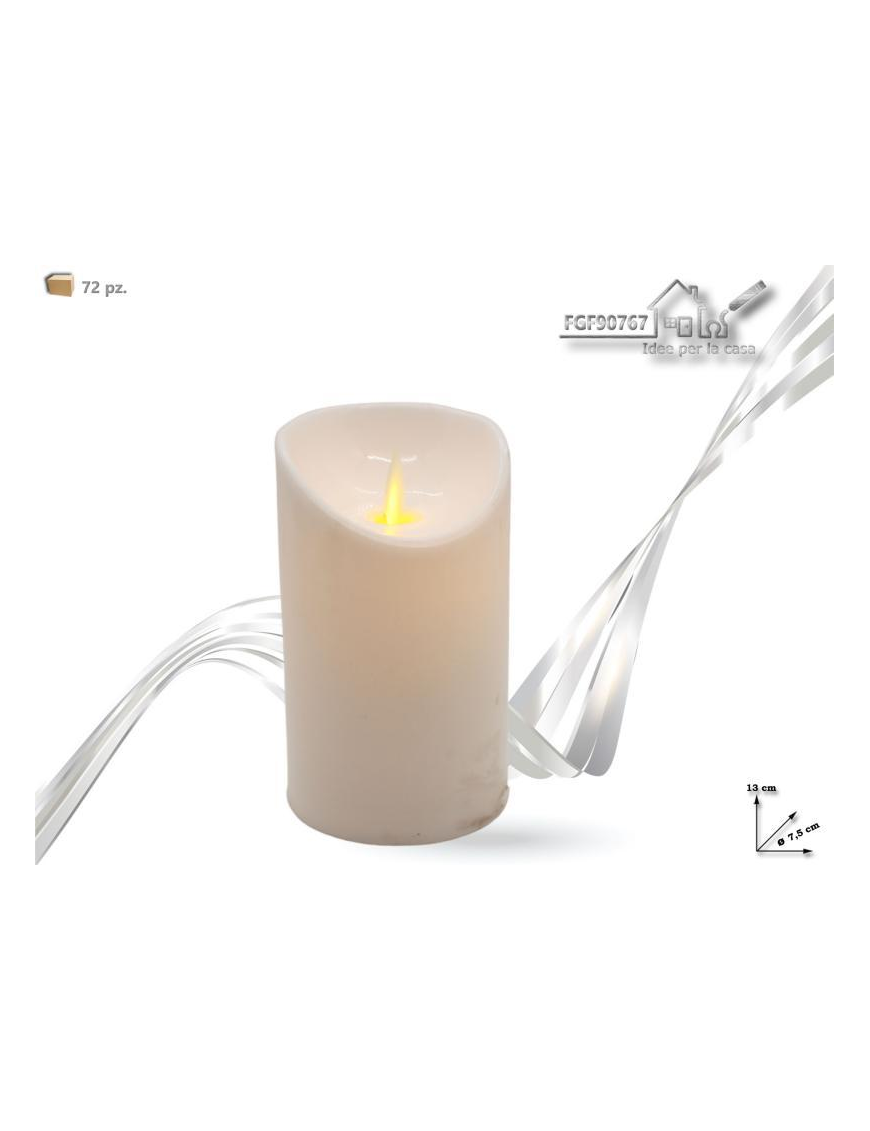 WHITE BRIGHT PLASTIC CANDLE 7.5x13cm