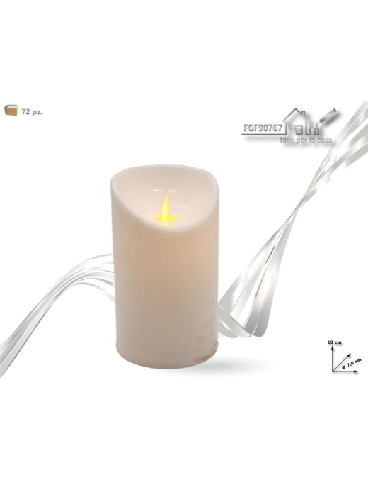 WHITE BRIGHT PLASTIC CANDLE 7.5x13cm