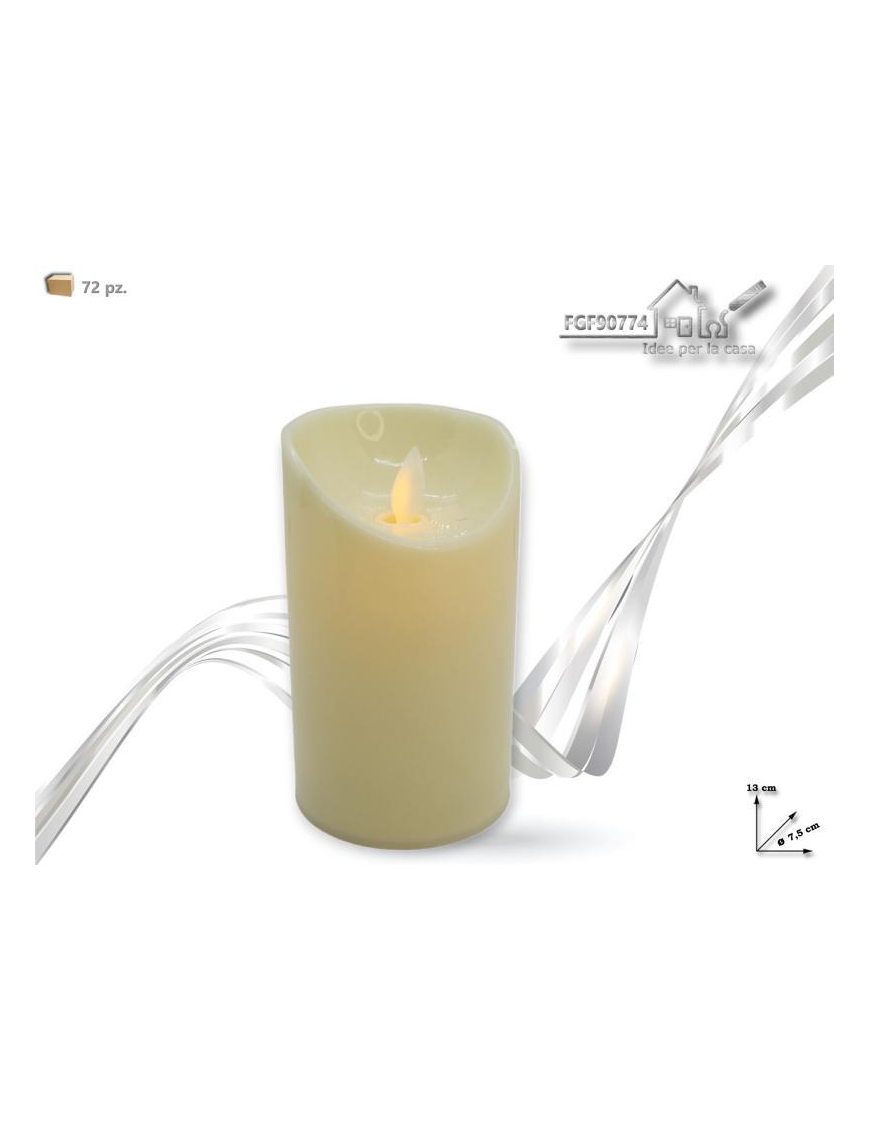 CANDELA PLASTICA LUMINOSA  CREMA  7,5x13cm