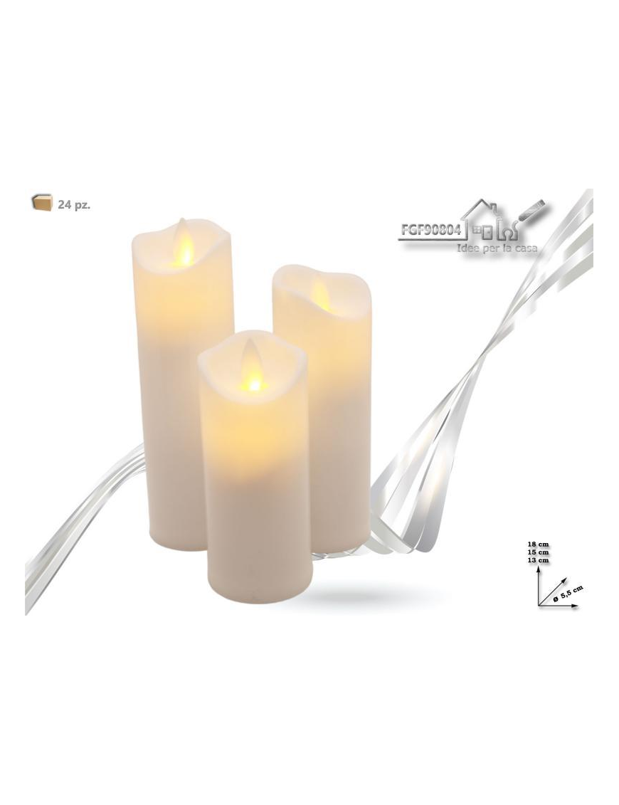 CANDELA PLASTICA LUMINOSA  BIANCA 3pezzi