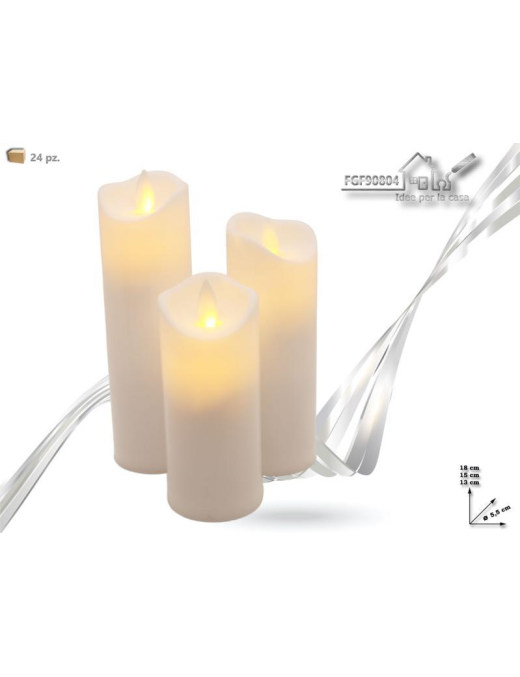 CANDELA PLASTICA LUMINOSA  BIANCA 3pezzi