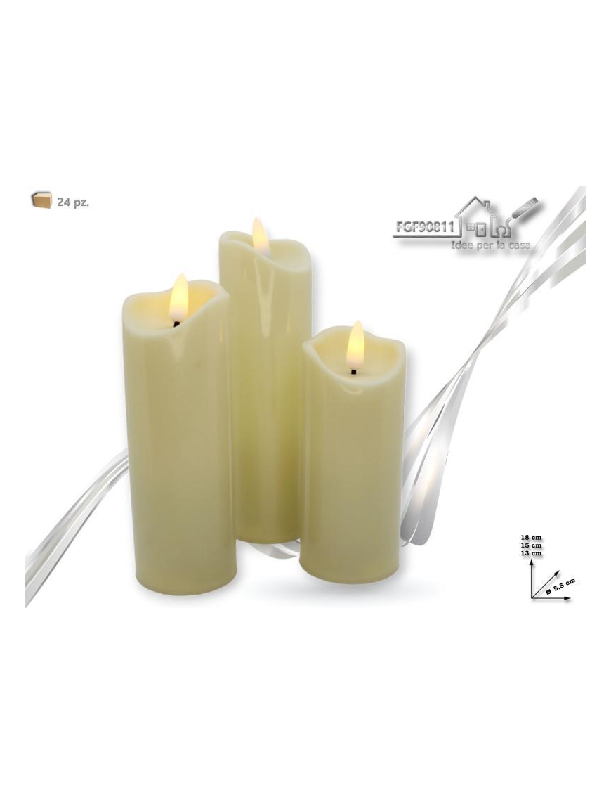 3-piece CREAM BRIGHT PLASTIC CANDLE