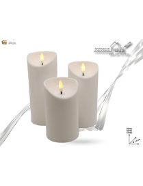CANDELA PLASTICA LUMINOSA  BIANCA 3pezzi