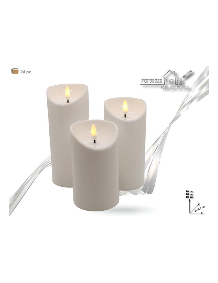 CANDELA PLASTICA LUMINOSA  BIANCA 3pezzi