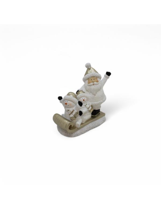 WHITE/GOLD SANTA CLAUS POLYRESIN LINE 20cm
