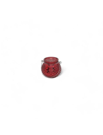 GLASS LINE RED CANDLE HOLDER JAR 10x9cm