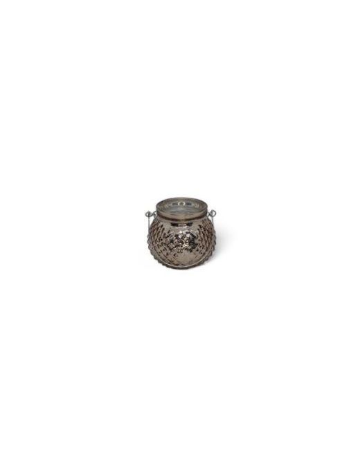 GLASS LINE CHAMPAGNE CANDLE HOLDER JAR 10x9cm