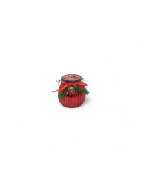 GLASS LINE RED CANDLE HOLDER JAR 11x12cm