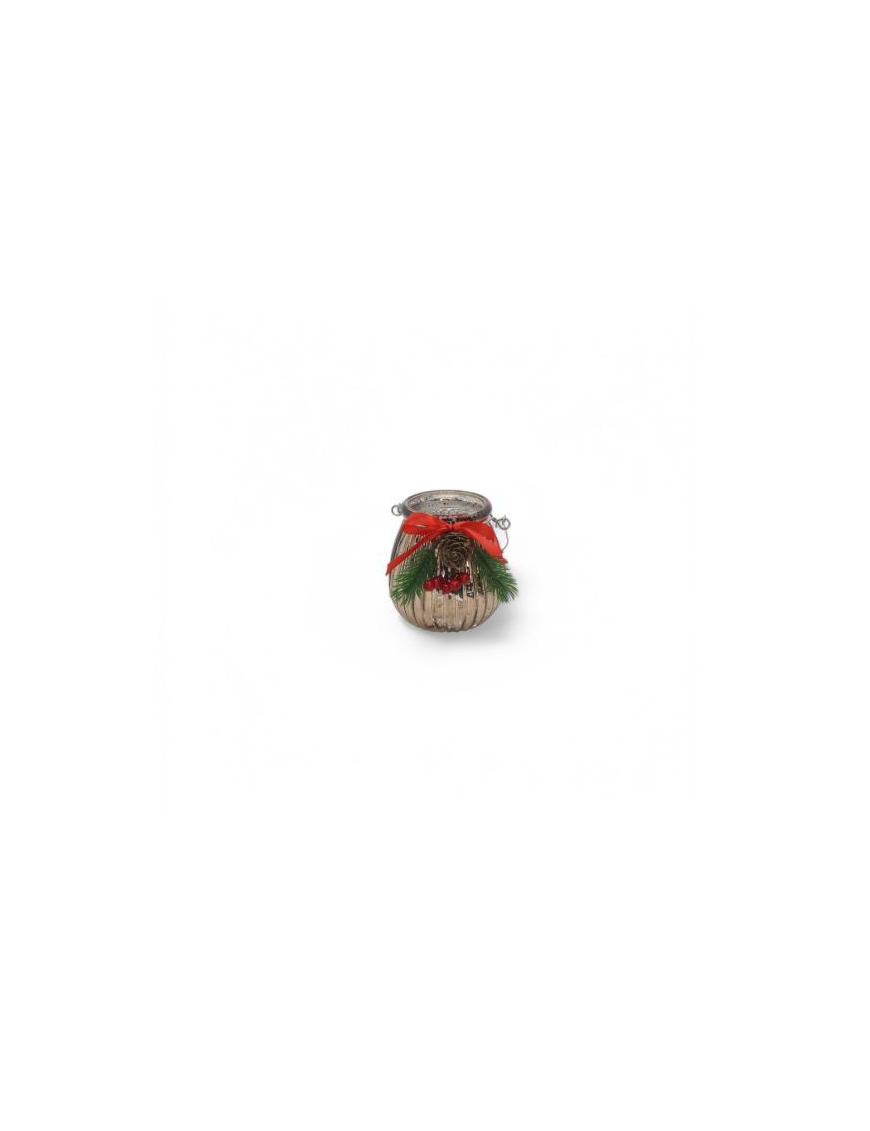 GLASS LINE CHAMPAGNE CANDLE HOLDER JAR 11x12cm