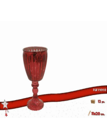 LINEA VETRO PORTACANDELA ROSSO CALICE 11x20cm