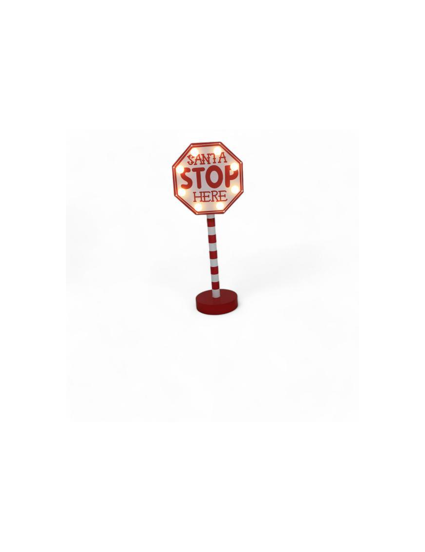 STOP SIGN WITH LED 30cm WOOD