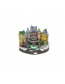 VILLAGE WITH LIGHT + MOVEMENT + MUSIC 42x26x32cm