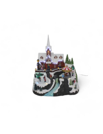 VILLAGE WITH LIGHT + MOVEMENT + MUSIC 33x31x38cm