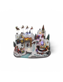 VILLAGE WITH LIGHT + MOVEMENT + MUSIC 50x29x34cm